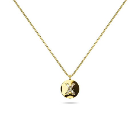 Solid 925 Sterling Silver Initial Alphabet Personalised Disc Necklace